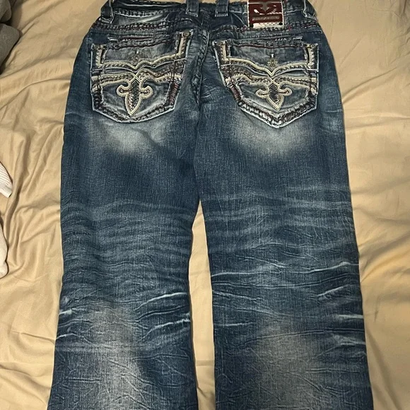 Rock Revival Distressed Blue Slim Straight Jeans